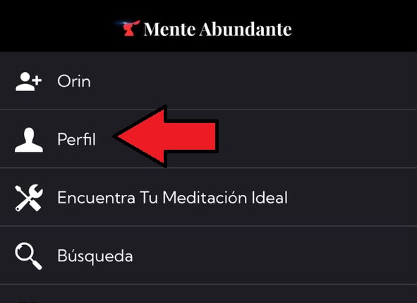 Tocar Perfil en el men&uacute; de la app